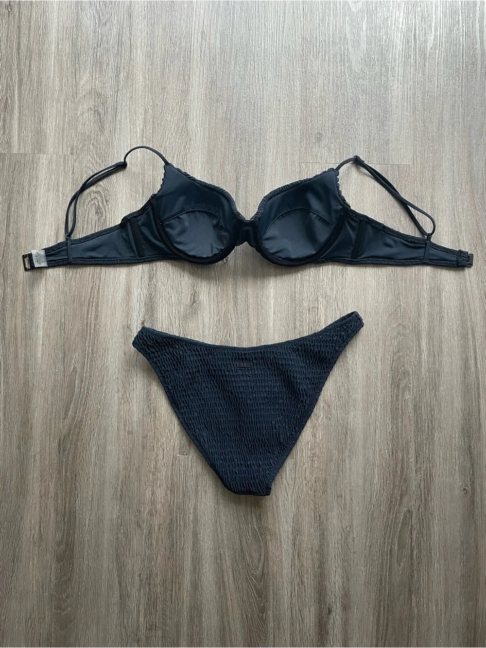 Triangl Swimwear Black Textured Underwire Bikini Set